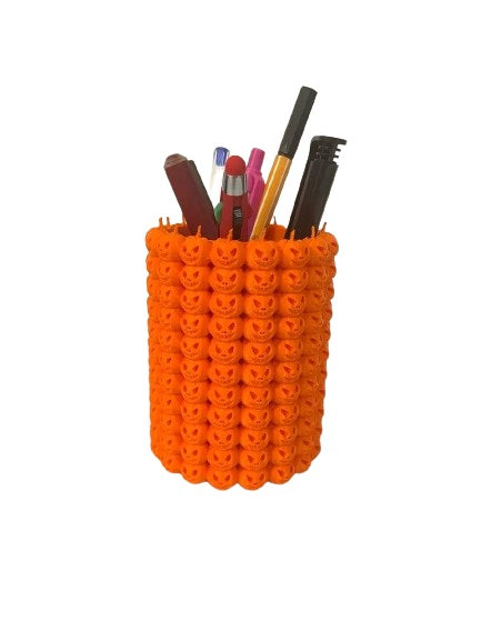 Halloween Pumpkin Pencil Holder - Fall Festive Plastic Desk Organizer