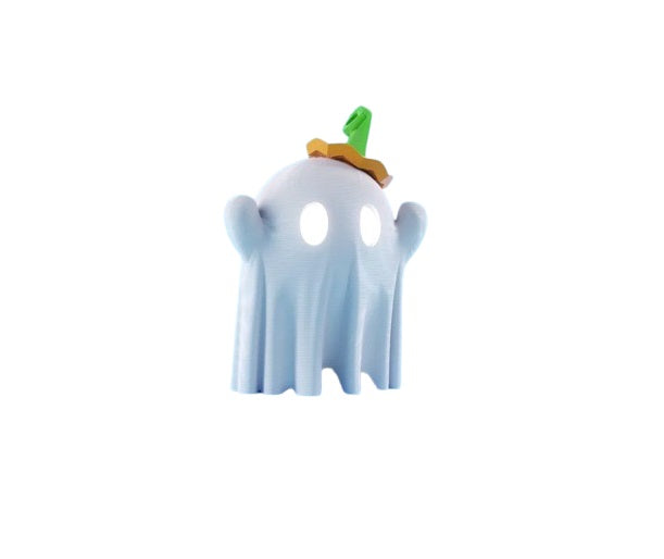 Cute Spooky Ghost with Pumpkin Hat Keychain - Adorable Halloween Accessory