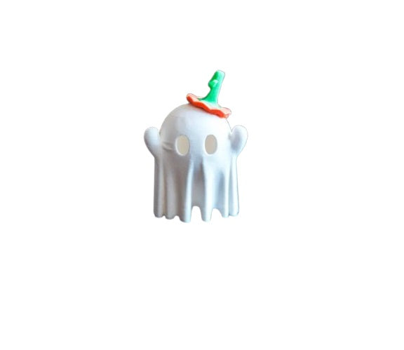 Cute Spooky Ghost with Pumpkin Hat Keychain - Adorable Halloween Accessory