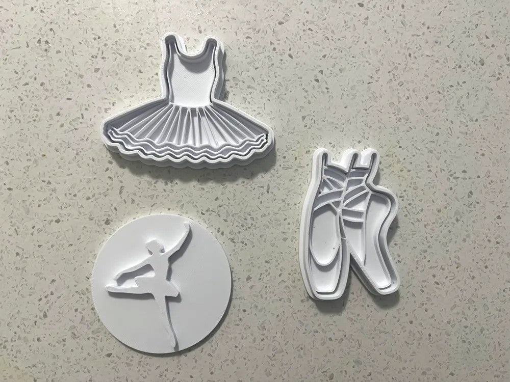 3 Pcs Ballerina Cookie Cutters and Stamps – Perfect for Dance-Themed Baking