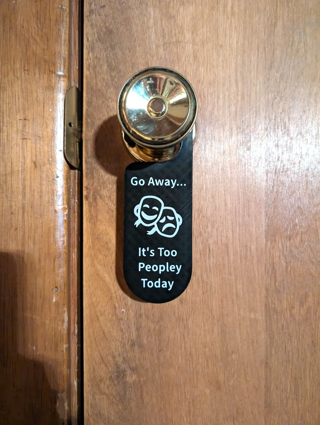 "Go Away" Door Hanger Sign - Plastic Door Sign "Too Peopley Today" for Any Room