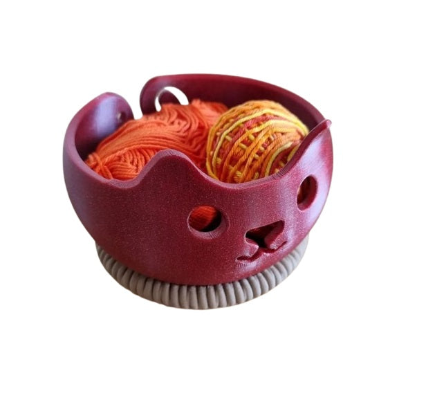 Yarn Bowl Kitty - Plastic | Cute Kitty-Themed Knitting Accessory for Wool & Yarn