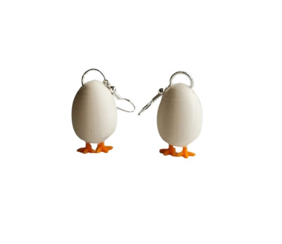 Easter Egg with Chick Leg Earrings – Whimsical Spring Accessories