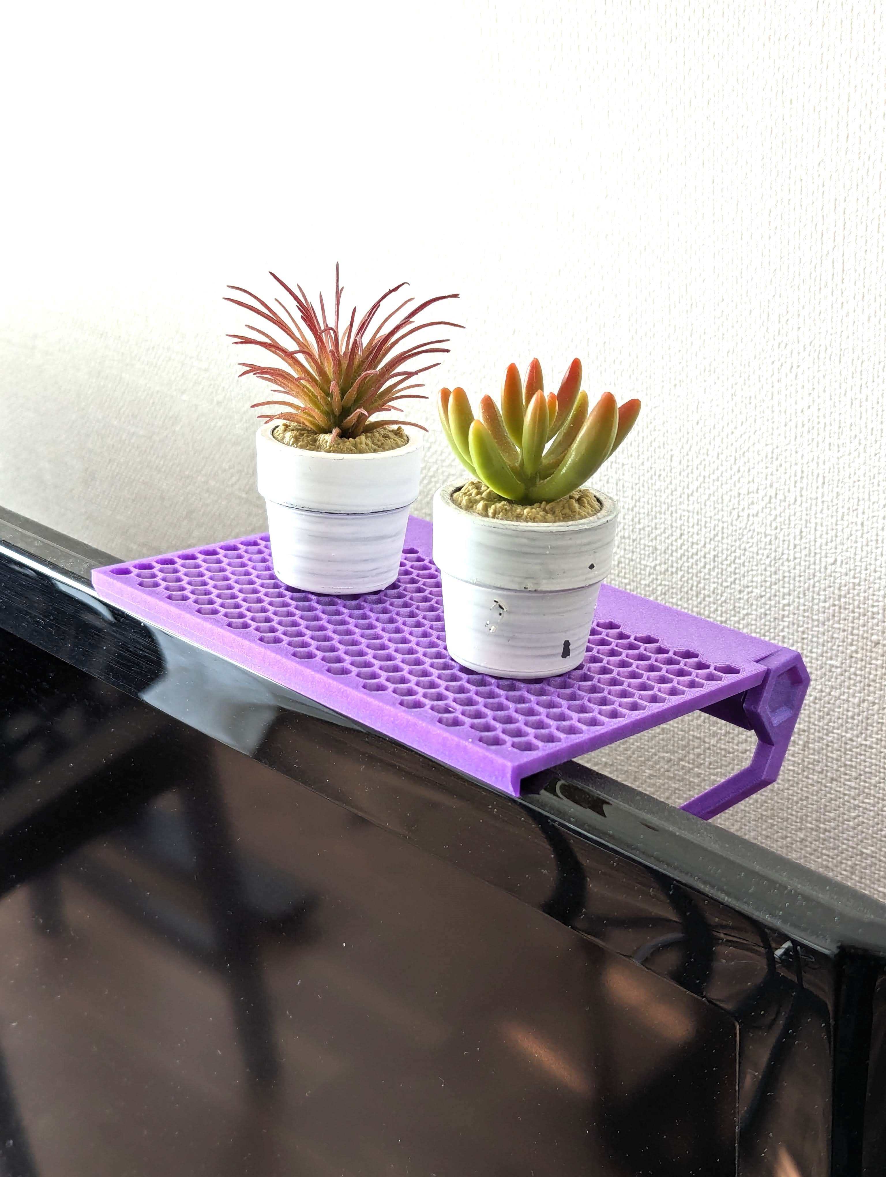 Adjustable Monitor Top Shelf - Fits any display for Devices, Router, Media Boxes