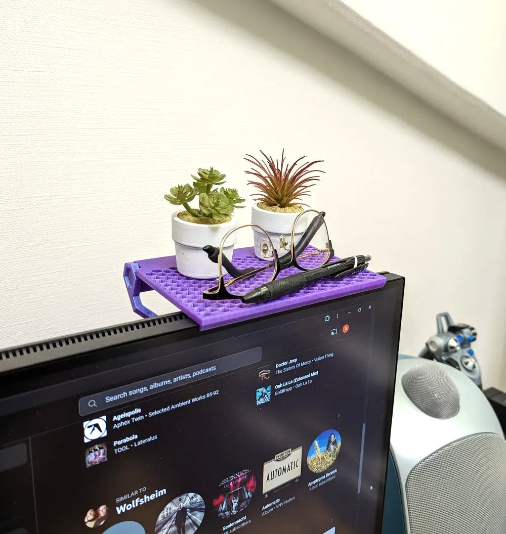 Adjustable Monitor Top Shelf - Fits any display for Devices, Router, Media Boxes
