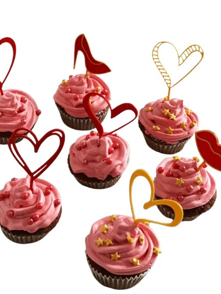 Valentine's Day Cup Cake Toppers - Plastic | Valentine's Day Cake Toppers