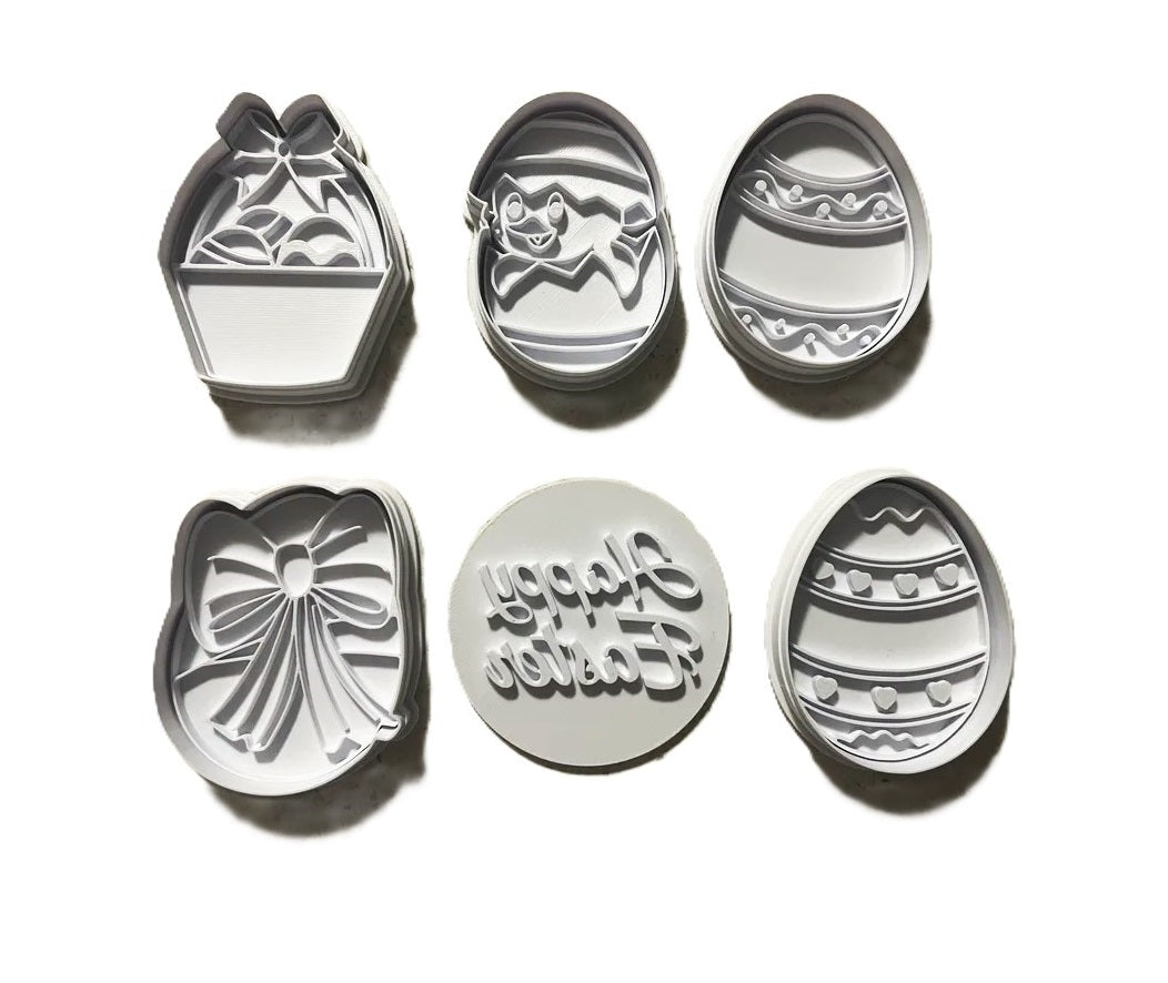 6 Pcs Easter Cookie Cutters and Stamps – Perfect for Festive Baking Fun