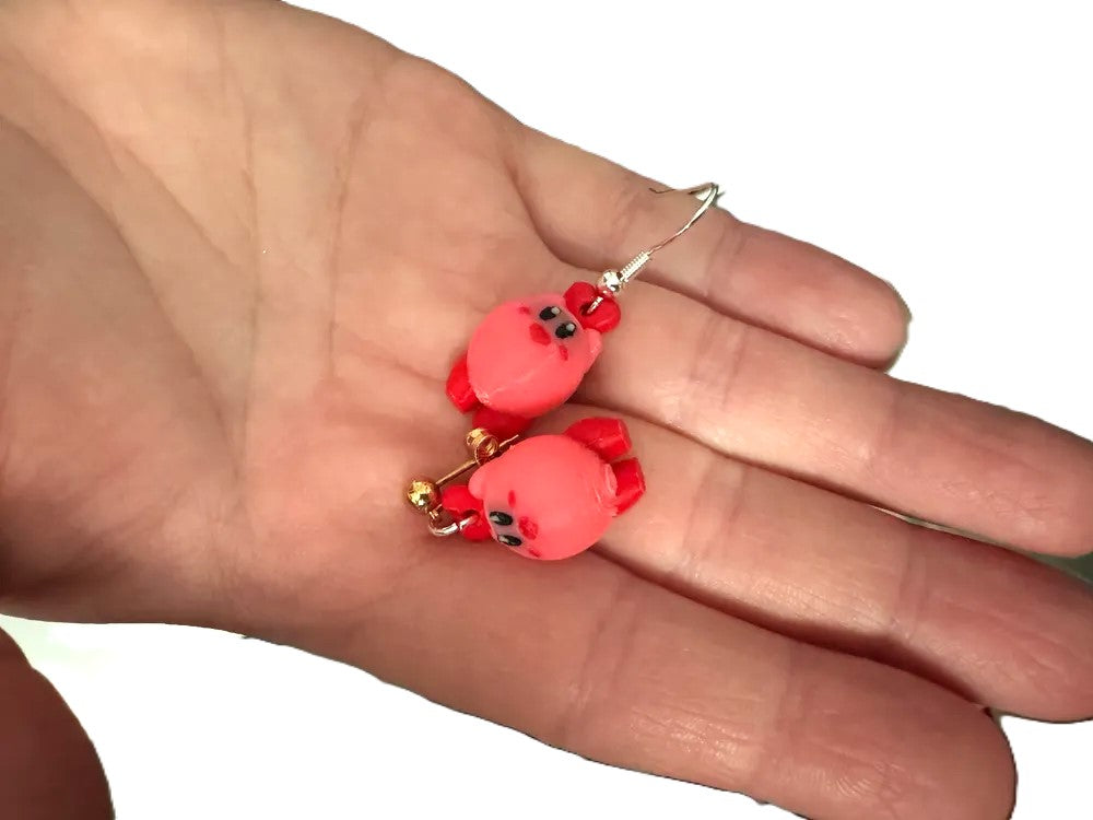 Cute Kirby Heart Earrings - Plastic | Valentine's Day Earrings for Gift