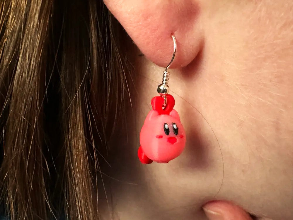 Cute Kirby Heart Earrings - Plastic | Valentine's Day Earrings for Gift