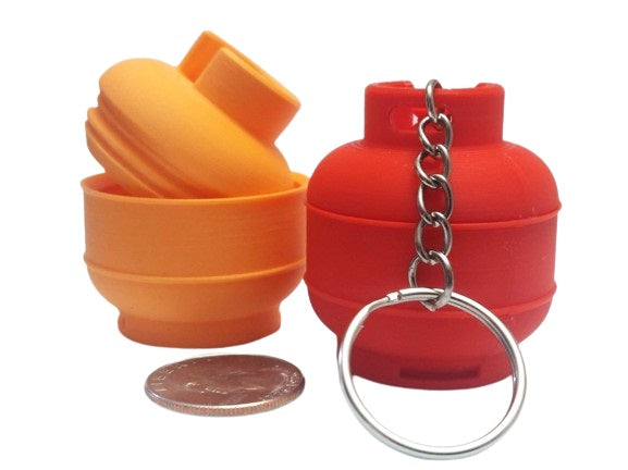 Gas Cylinder Stash Keychain - Keychain for Coin, Medicine and Vitamins