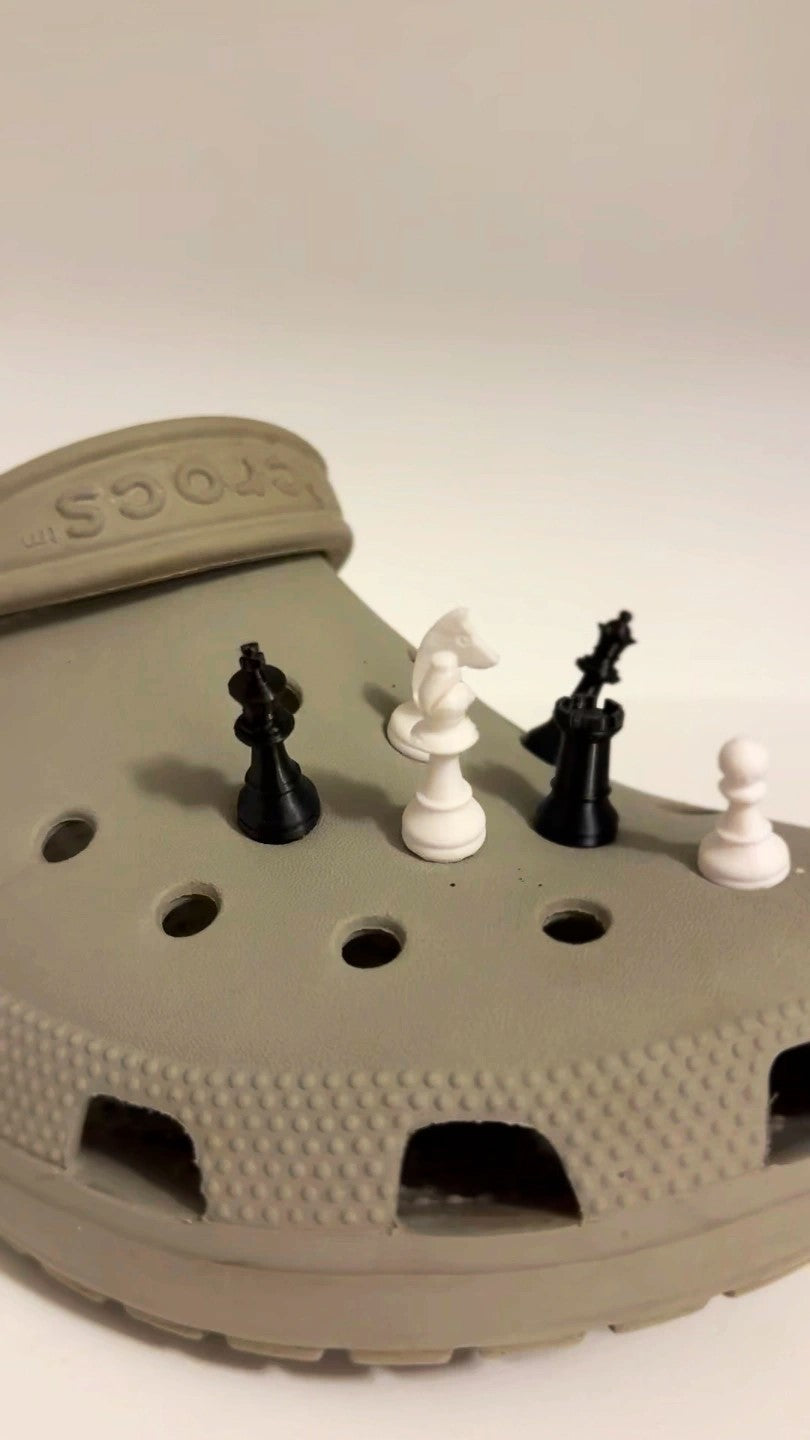 Chess Pieces Shoe Charms - 6 Pcs Charms - Classic Black and White Set for Shoes