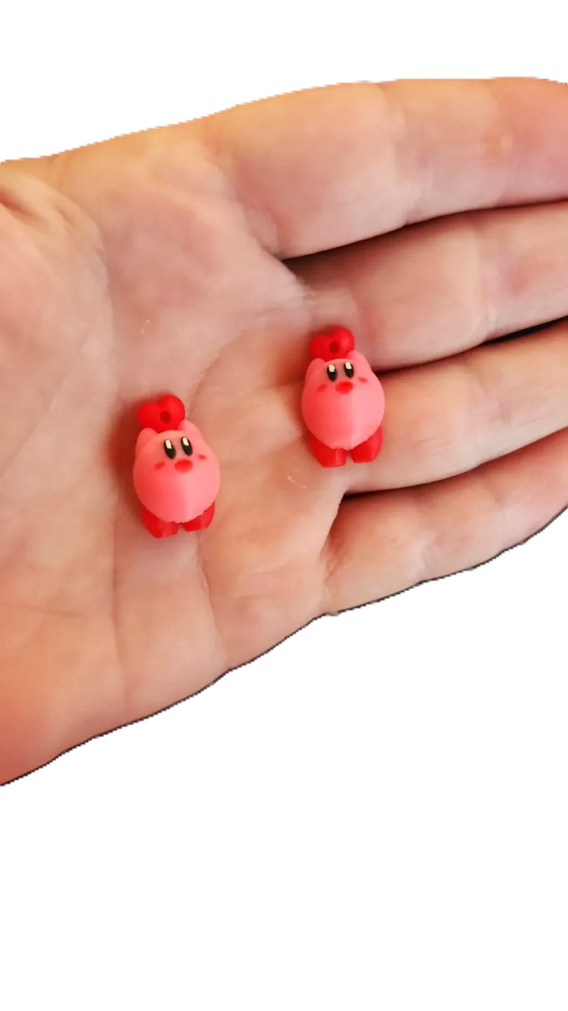 Cute Kirby Heart Earrings - Plastic | Valentine's Day Earrings for Gift