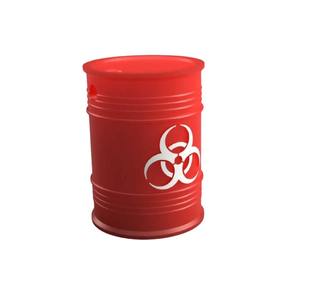 Biohazard Waste Barrel Keychain - Durable Plastic Mini Barrel Keyring for Bags