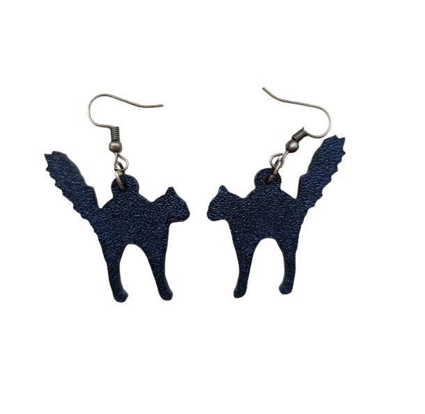 Hissing Cat Earrings - Fierce Halloween Cat Earrings (Plastic)