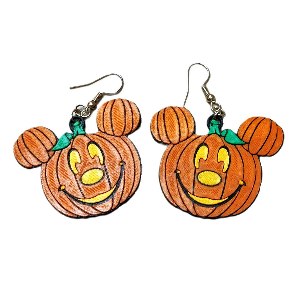 Mickey Pumpkin Earrings – Plastic Halloween-Themed Jewelry