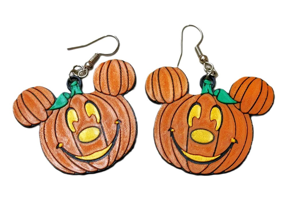 Mickey Pumpkin Earrings – Plastic Halloween-Themed Jewelry