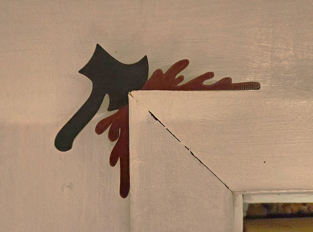 Axe Bloody Door Frame Topper - Realistic Halloween Decoration