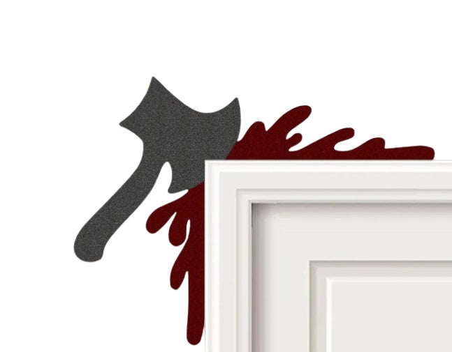 Axe Bloody Door Frame Topper - Realistic Halloween Decoration