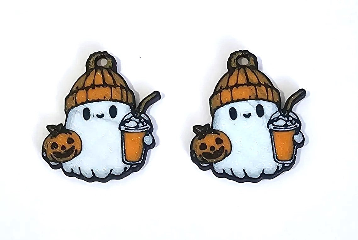 Halloween Ghost Earrings - Featuring Beanie Cap and Juice Glass Design