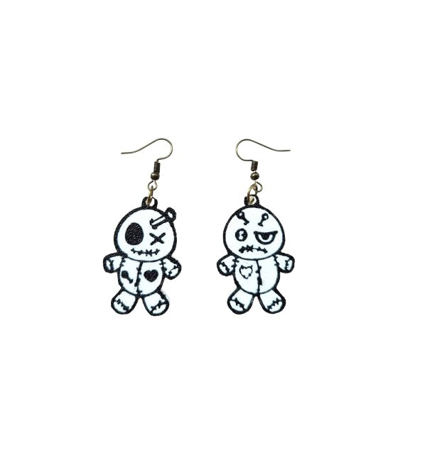 Halloween Voodoo Doll Earrings - Fun and Spooky Plastic Earrings for Halloween