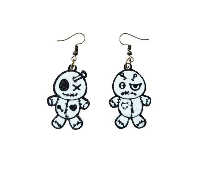 Halloween Voodoo Doll Earrings - Fun and Spooky Plastic Earrings for Halloween