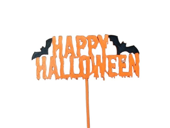 Happy Halloween Cake Topper – Bat-Themed Party Decoration