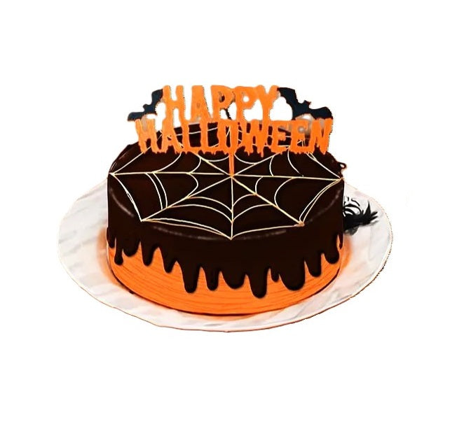 Happy Halloween Cake Topper – Bat-Themed Party Decoration