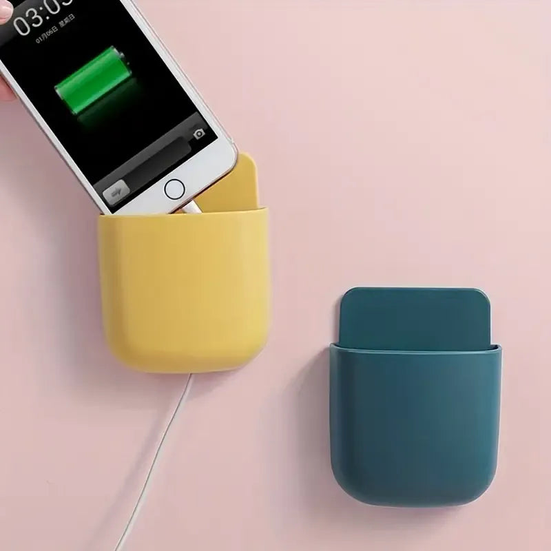 Wall-Mounted Smartphone & Remote Holder with Cable Entry – Space-Saving Design