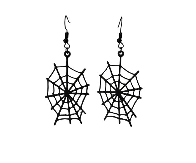 Elegant Spider Web Design Earrings – Lightweight Plastic Halloween