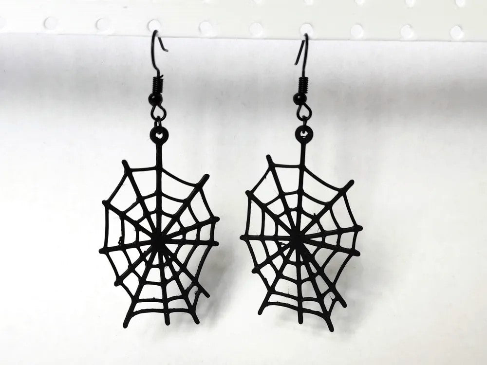 Elegant Spider Web Design Earrings – Lightweight Plastic Halloween