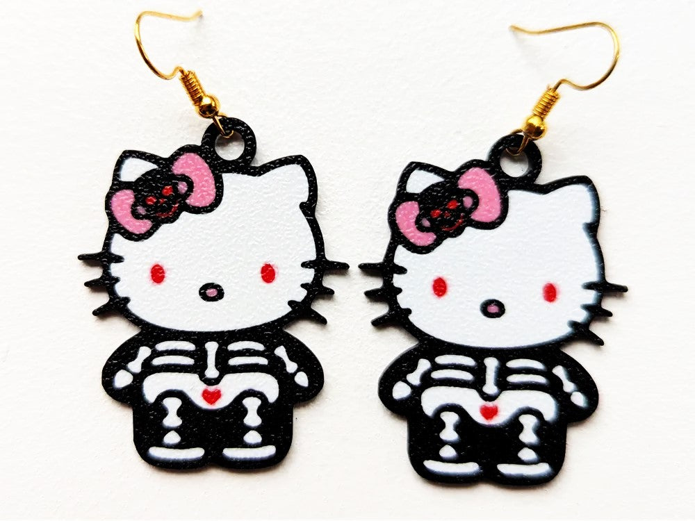 Hello Kitty Halloween Skeleton Earrings – Cute and Spooky Jewelry for Halloween Lovers