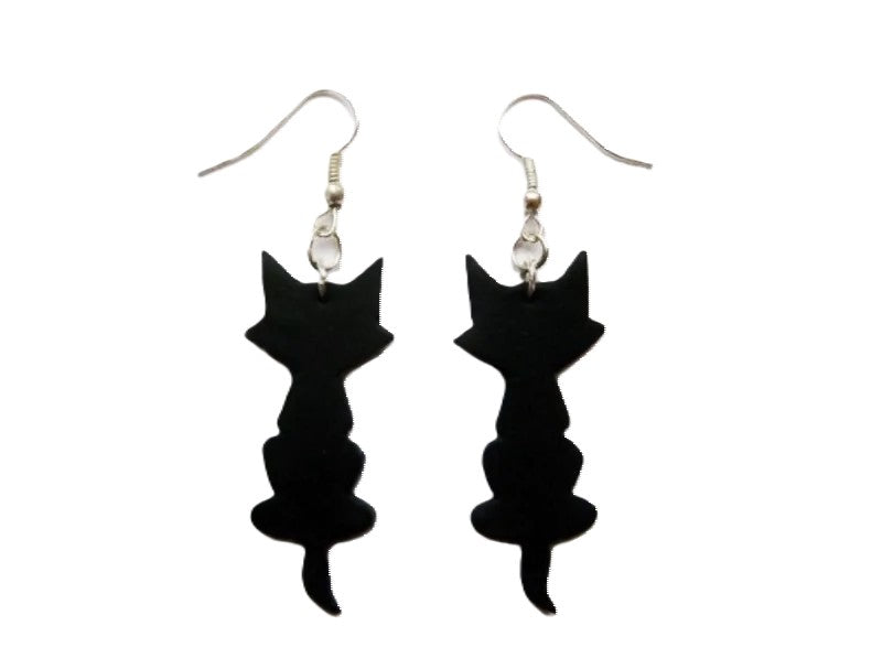 Skinny Cat Plastic Earrings for Halloween – Spooky & Stylish Cat Earrings