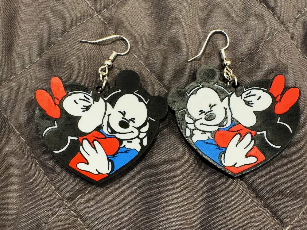 Cute Mouse Valentine Earrings - Plastic Cute Couple Earrings for Valentine's Day