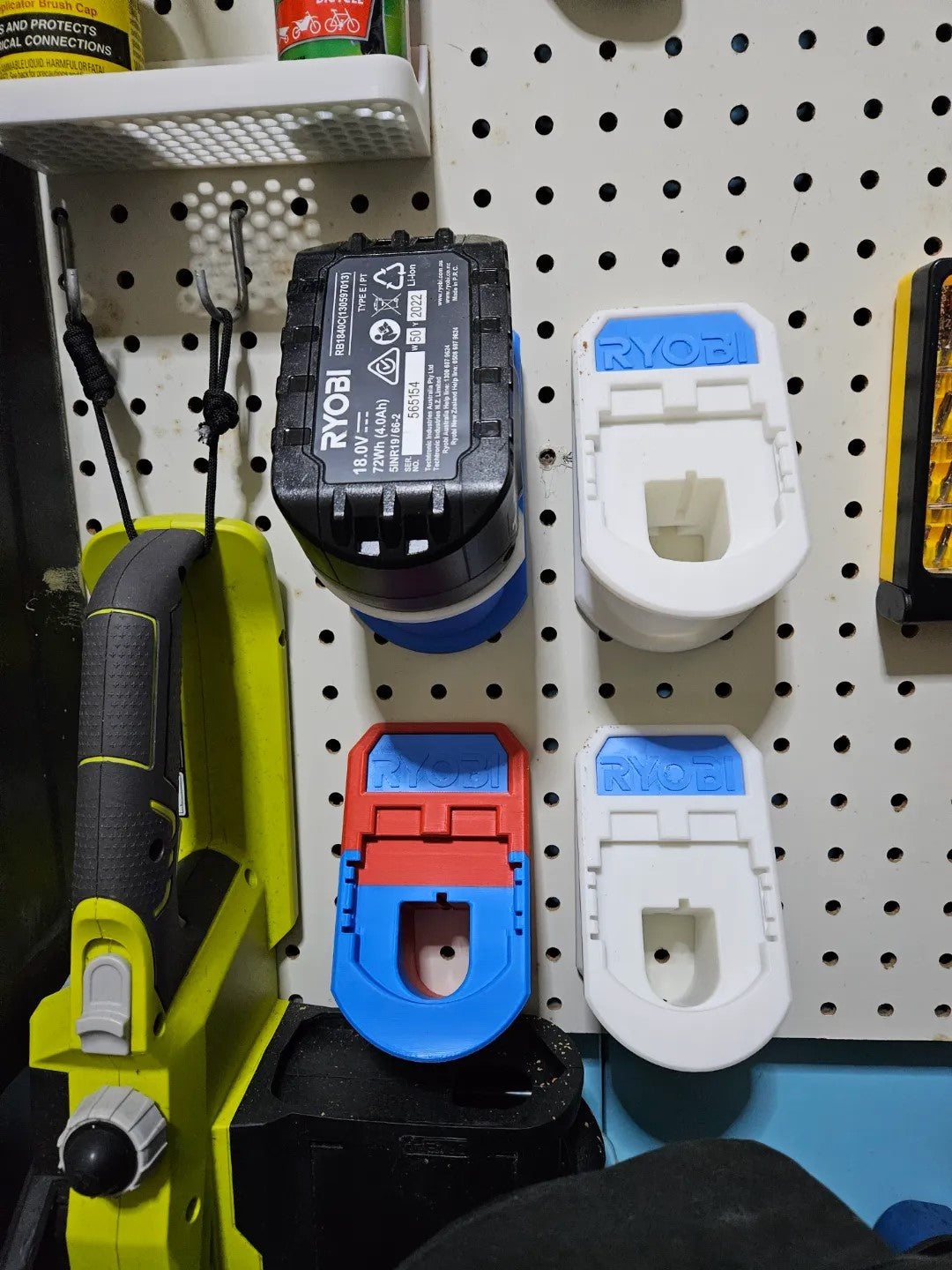 Ryobi 18V Battery Holder for Pegboard – Secure & Accessible Storage Solution