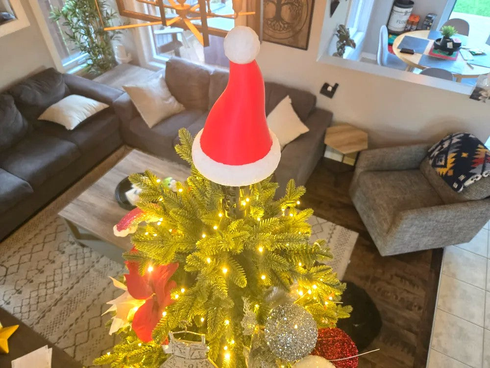 Santa Claus Hat Xmas Tree Topper- Plastic |Festive Christmas Holiday Tree Topper