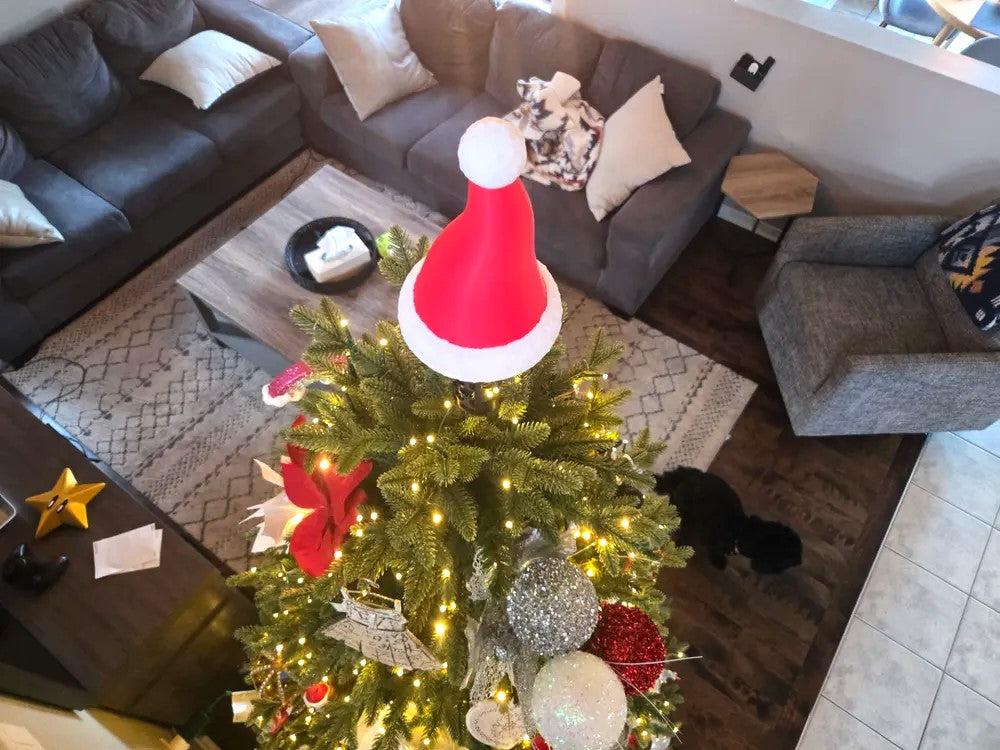 Santa Claus Hat Xmas Tree Topper- Plastic |Festive Christmas Holiday Tree Topper