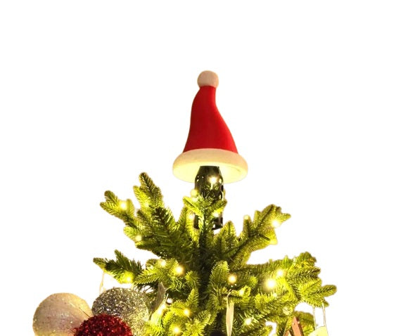 Santa Claus Hat Xmas Tree Topper- Plastic |Festive Christmas Holiday Tree Topper