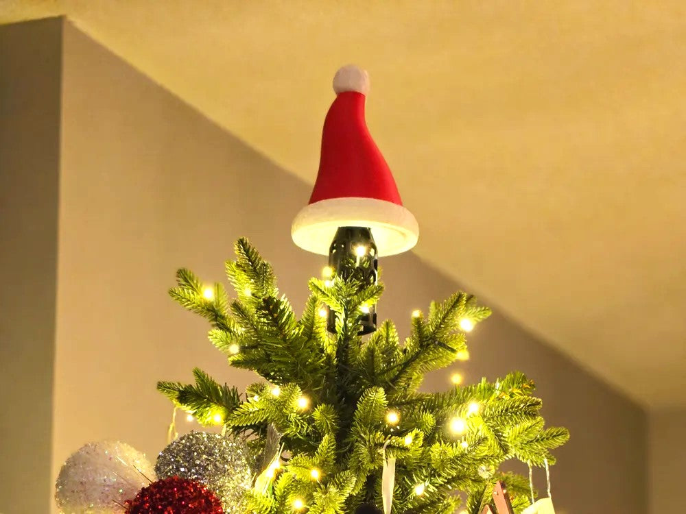 Santa Claus Hat Xmas Tree Topper- Plastic |Festive Christmas Holiday Tree Topper