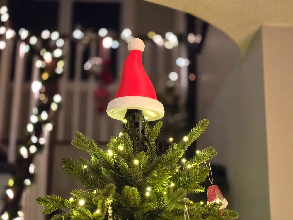 Santa Claus Hat Xmas Tree Topper- Plastic |Festive Christmas Holiday Tree Topper