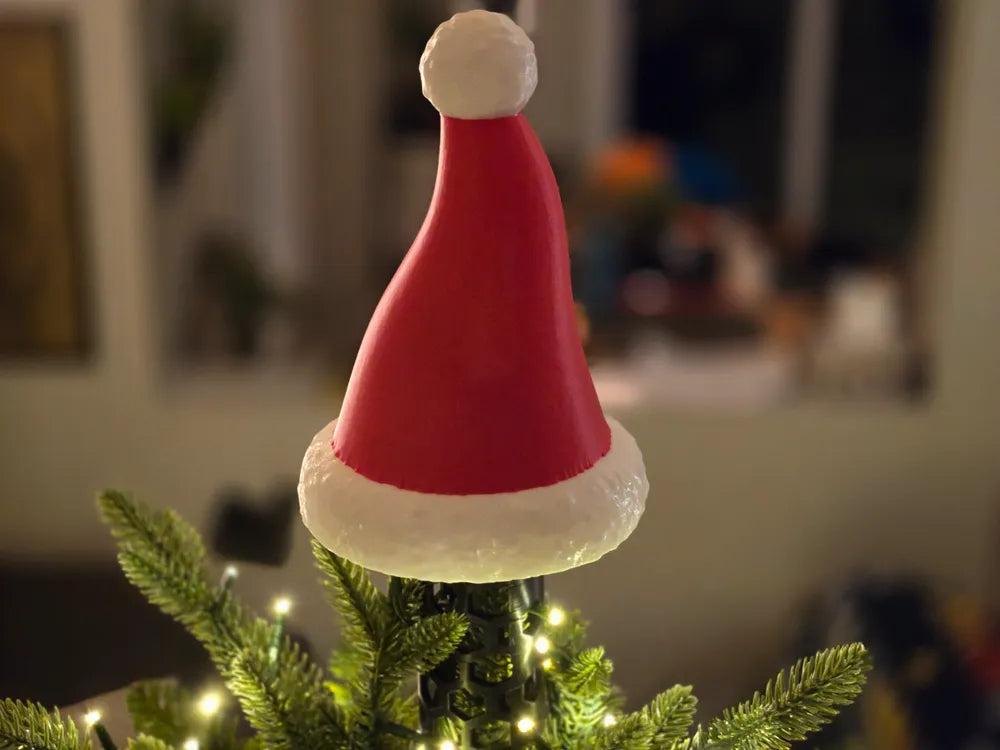 Santa Claus Hat Xmas Tree Topper- Plastic |Festive Christmas Holiday Tree Topper