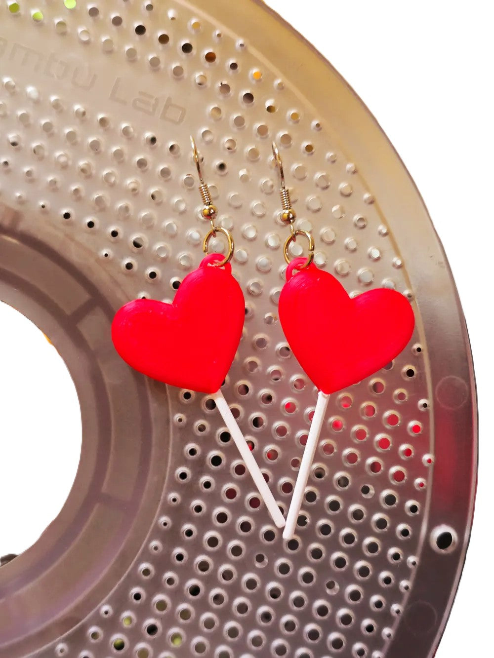 Heart Lollipop Earrings - Plastic | Valentine's Day Earrings for Gift