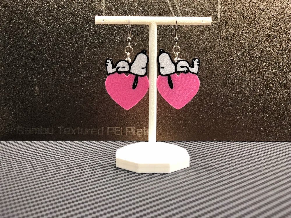 Snoopy Heart Valentine's Earrings -Plastic | Cute Valentine's Day Snoopy Earring