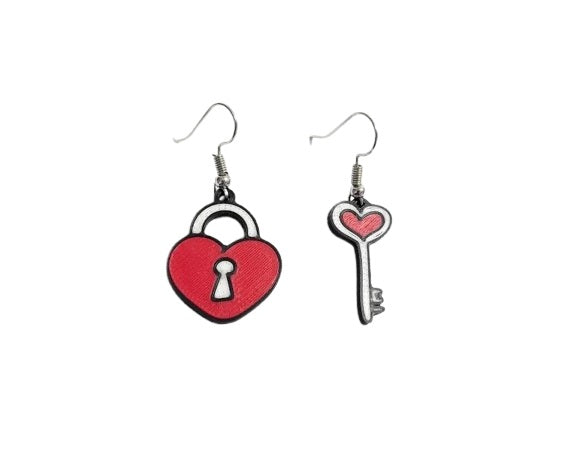 Locked in Love Valentine's Day Earrings - Cute Heart Lock and Key Earrings