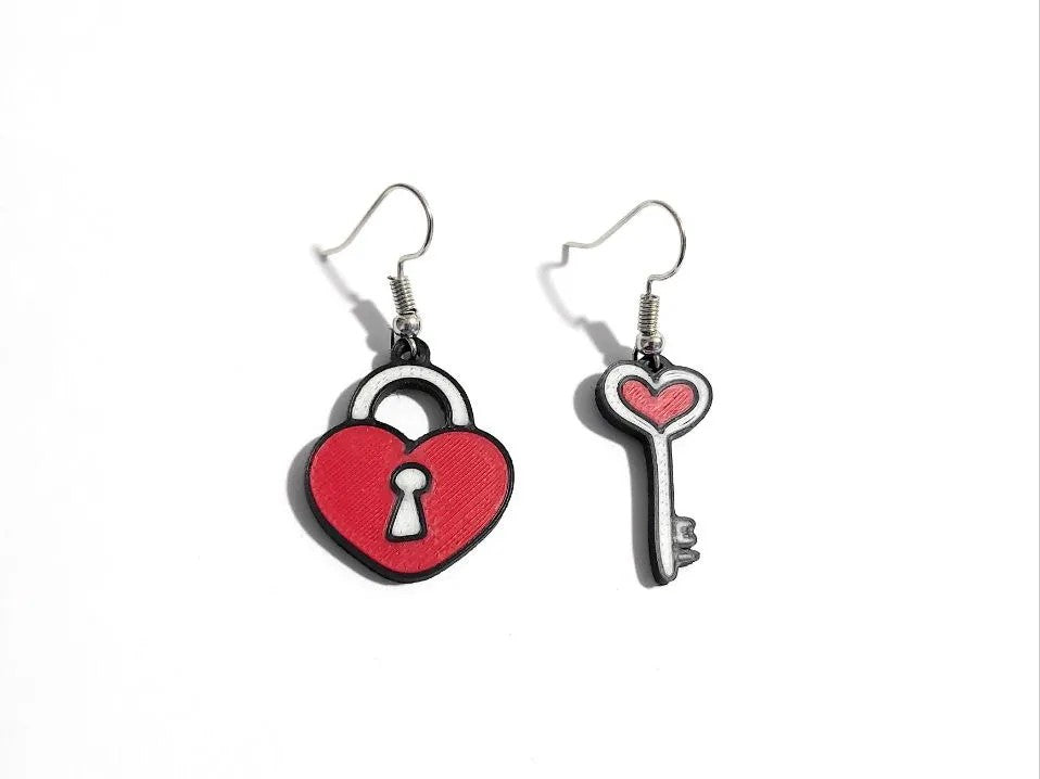 Locked in Love Valentine's Day Earrings - Cute Heart Lock and Key Earrings