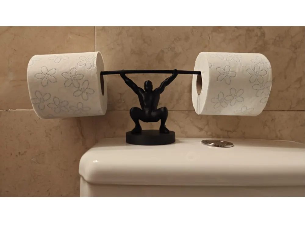 Weightlifter Toilet Paper Holder – Funny Novelty Bathroom Decor Gift