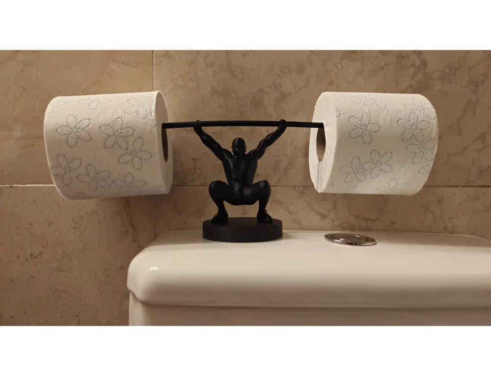 Weightlifter Toilet Paper Holder – Funny Novelty Bathroom Decor Gift