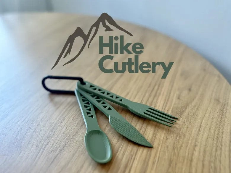 Hike Cutlery Set – Spoon, Fork, Knife with Carabiner Clip – Travel Utensils