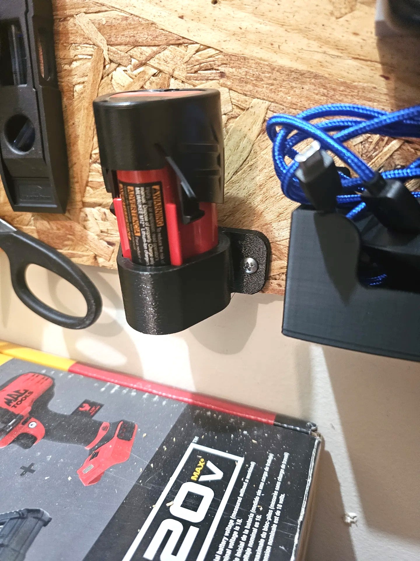 Milwaukee M12 Battery Holder – Wall or Bench Mount Bracket for 12V Batteries