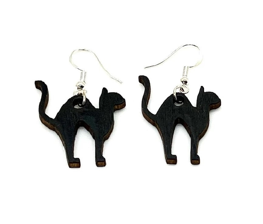 Witchy Cat Earrings - Magical Spooky Halloween Plastic Cat Earrings