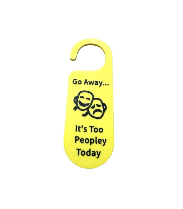 "Go Away" Door Hanger Sign - Plastic Door Sign "Too Peopley Today" for Any Room